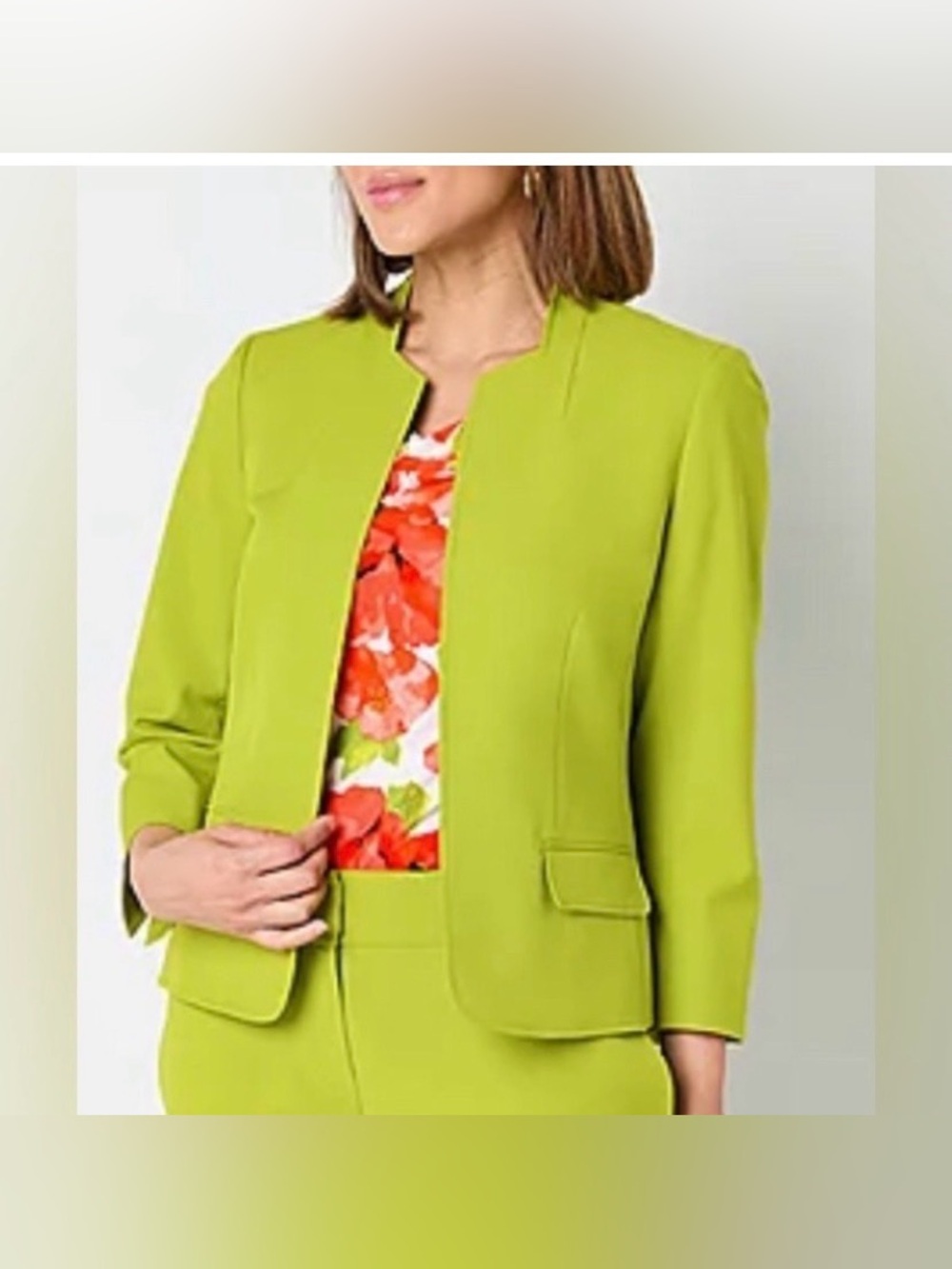 Black Label by Evan-Picone Lime Green Blazer plus size